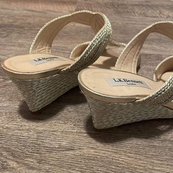 L.K. Bennett Gold Rope Wedge Sandals - Picture 3 of 5